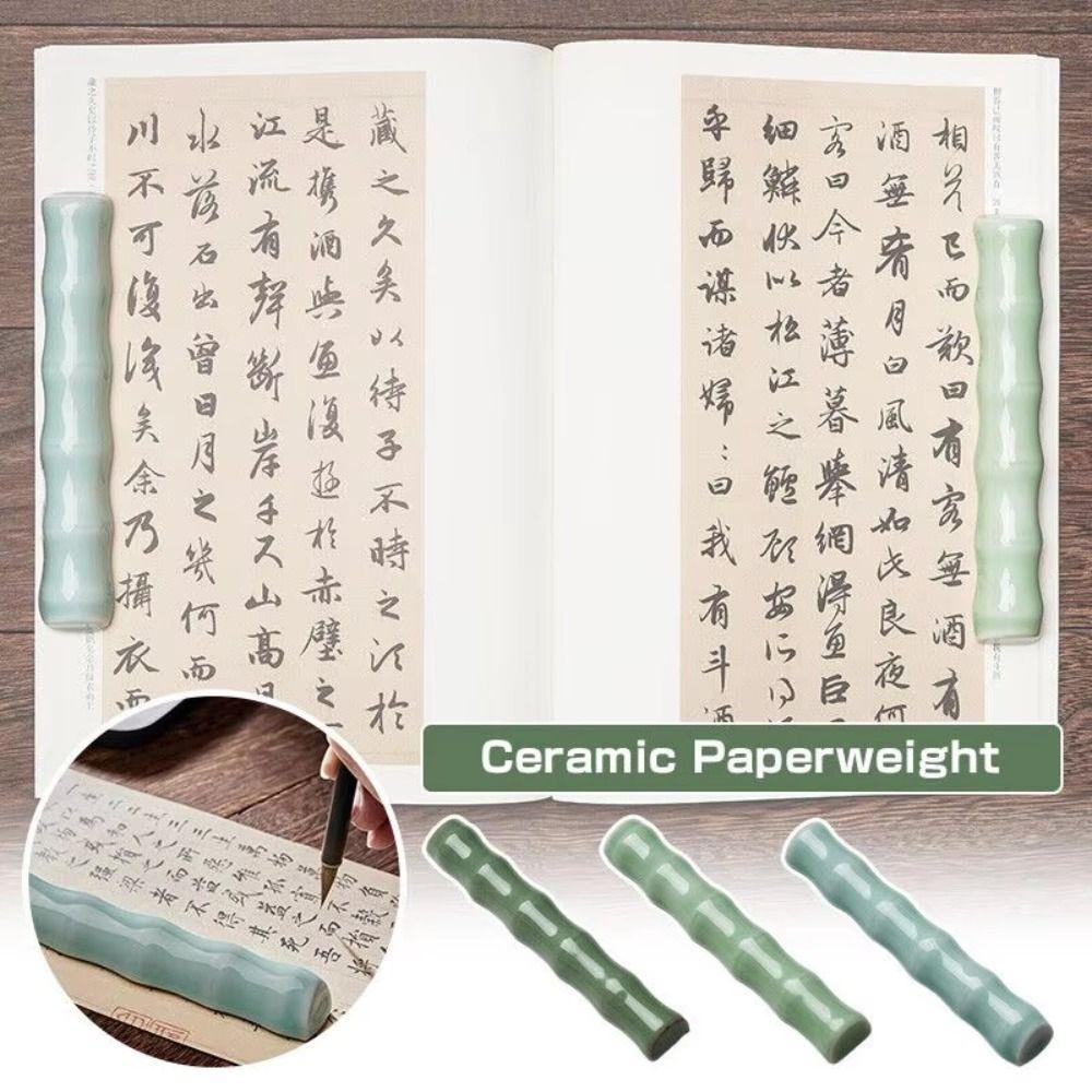 Calligraphy Bamboo Joint Paperweight Traditional Pen Brush Rest Holder  Art Supplies