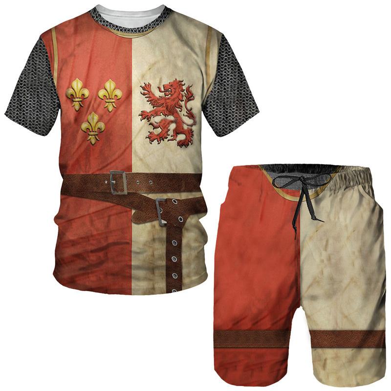 Модные футболки/шорты/комплекты с 3D принтом рыцарей тамплиеров, мужская футболка с коротким рукавом, спортивный костюм, винтажный уличный костюм в стиле Харадзюку
