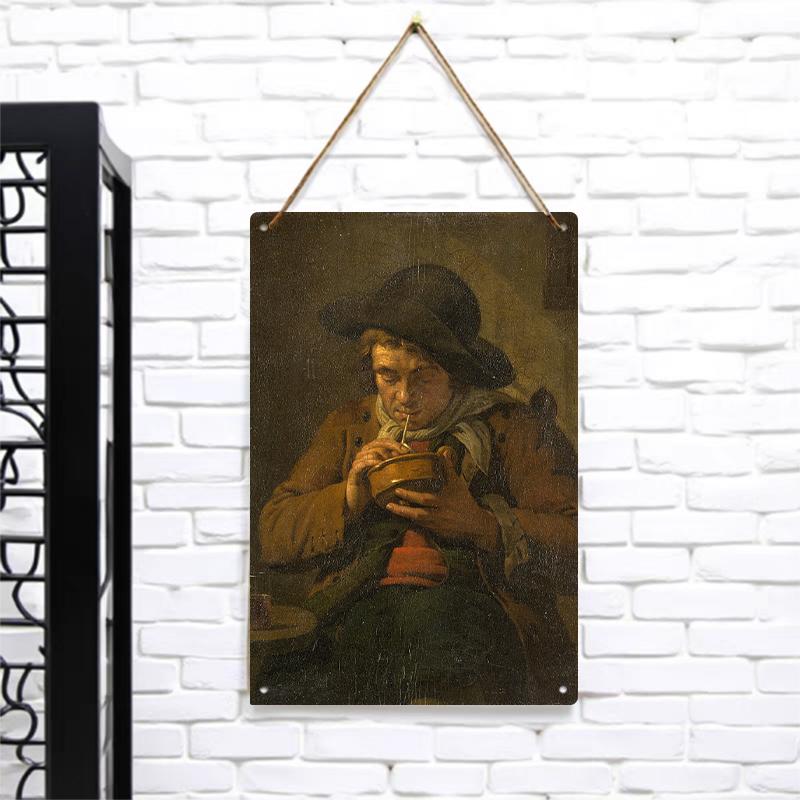 Vintage Pipe Character Metal Wall Art European Classical Decorative Painting for Living Room Study