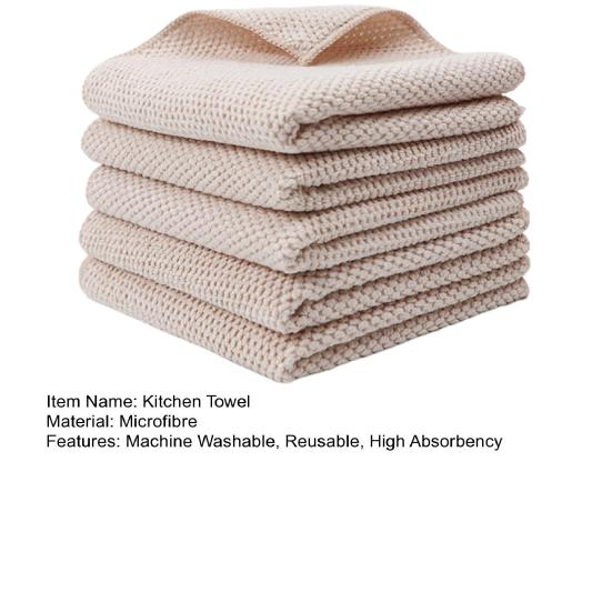 5 Pcs Kitchen Towels Solid Color Dish Towels with Lanyard Absorbent Hand Towels Cleaning Rags for Household Tasks