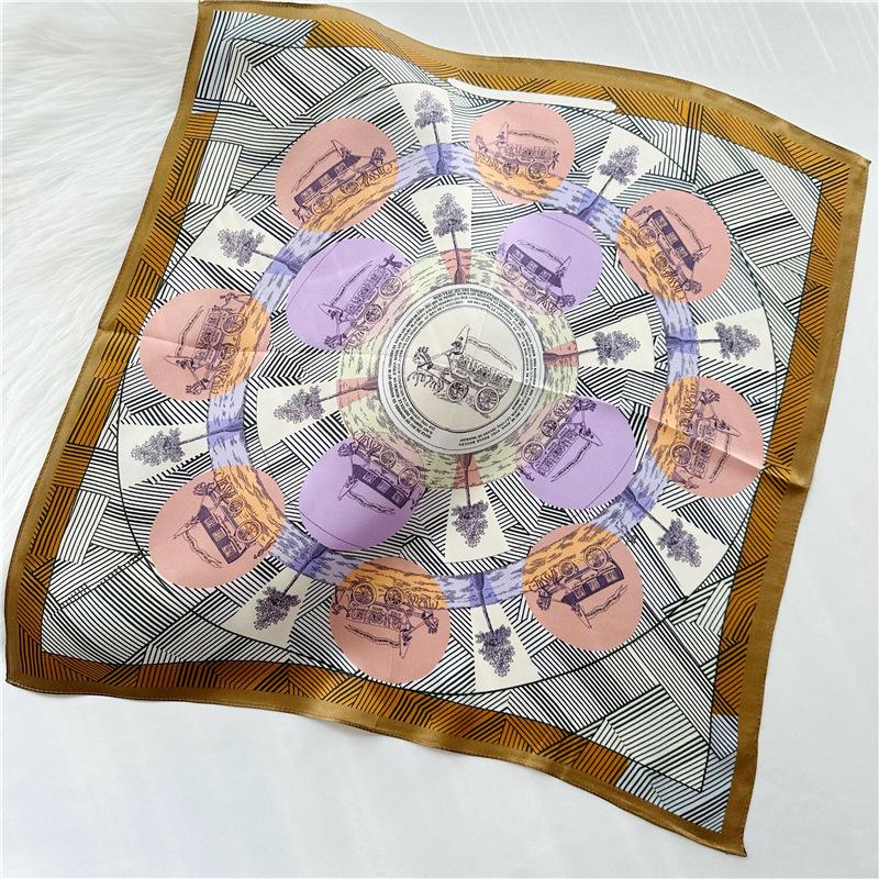 53*53cm Square Silk Scarf Women's Fashion Printed Small Neck Scarf Office Women's Hair Belt Folar Handkerchief Women's Handkerchief Scarf