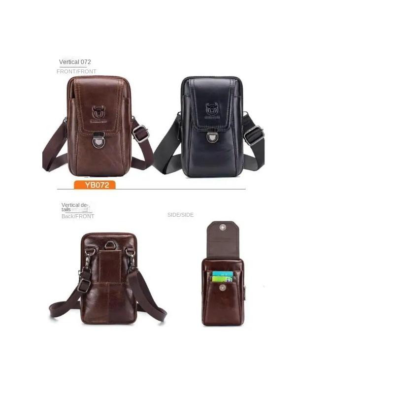 BULLCAPTAIN Genuine Leather Waist Pack Fanny Pack Belt Bag Phone Pouch Bags Travel Waist Pack Male Small Waist Bag Leather Pouch