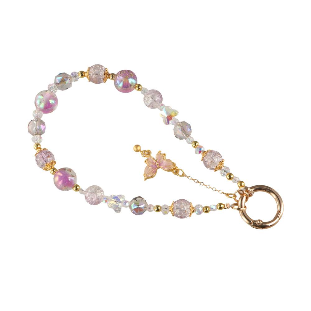 Acrylic Y2K Phone Charm Strap Bowknot Love Heart Beaded Chain Butterfly Phone Chain Bag Pendant