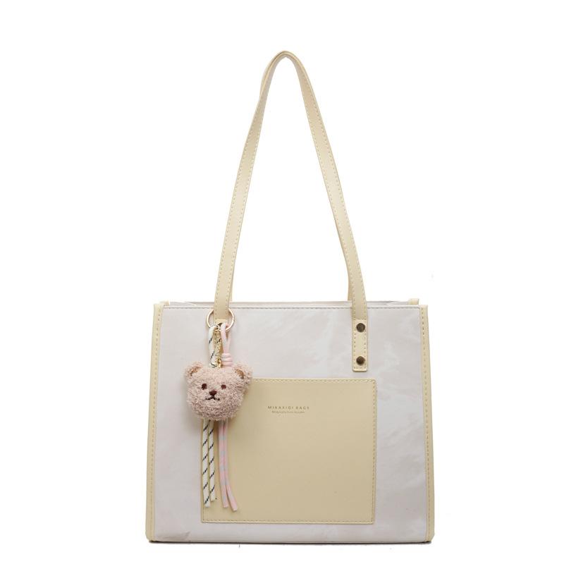 Модная сумка-тоут большой вместимости, женская новая сумка через плечо с цветной контрастной вставкой для поездок на работу