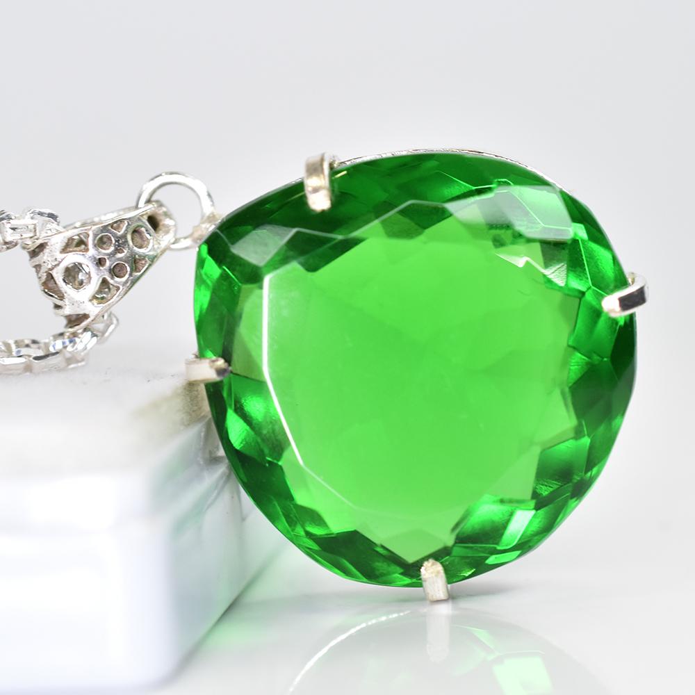 Натуральный зеленый топаз 118 карат Подвеска Ювелирное изделие Сертифицированный драгоценный камень Подарок для нее/него MY.PD-106-NS