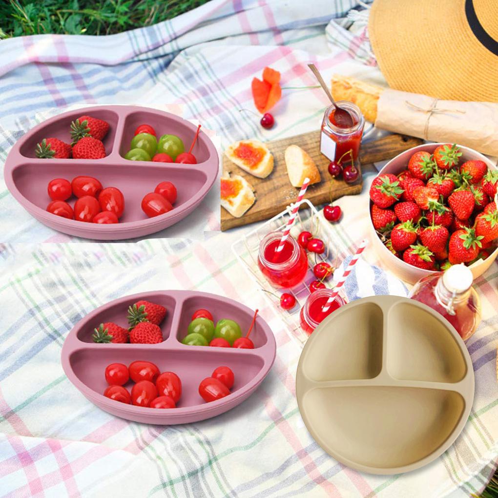 Силиконовая разделенная кухонная обеденная тарелка для хранения, детская посуда для малышей и взрослых, моющаяся, многоразовая, тренировочная тарелка для еды