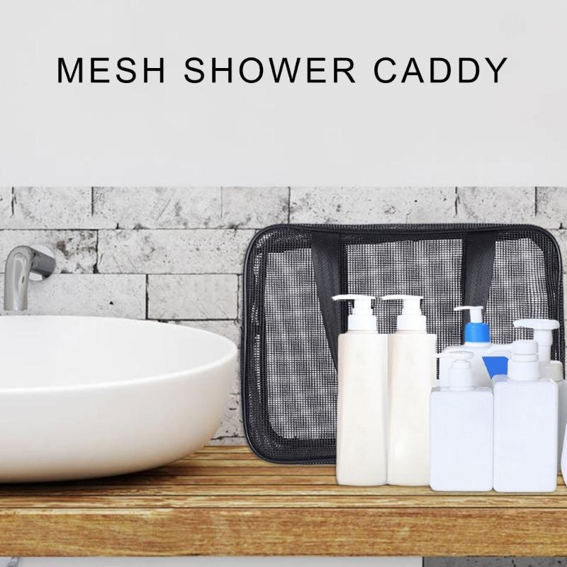 Компактные органайзеры для туалетных принадлежностей из сетчатой смолы для студенческих общежитий, кемпинга и ванных принадлежностей, подвесная сумка из сетчатой ткани для душа