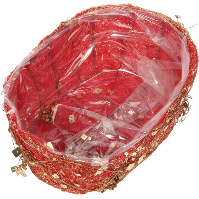 Red Sisal and Sequin Decorative Cover for Christmas 19 cm