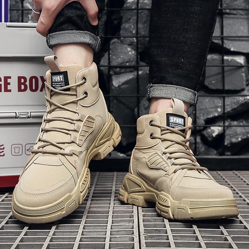 Men Boots Ankle Boots Autumn Outdoor Booties Winter Comfort High Top Shoes for Men Platform Work Boots Botas Hombre 2025