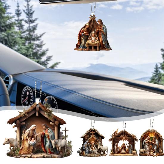 Подвеска в виде рождественской сцены, акриловая, рождение Иисуса, рождественское подвесное украшение, праздничный декор