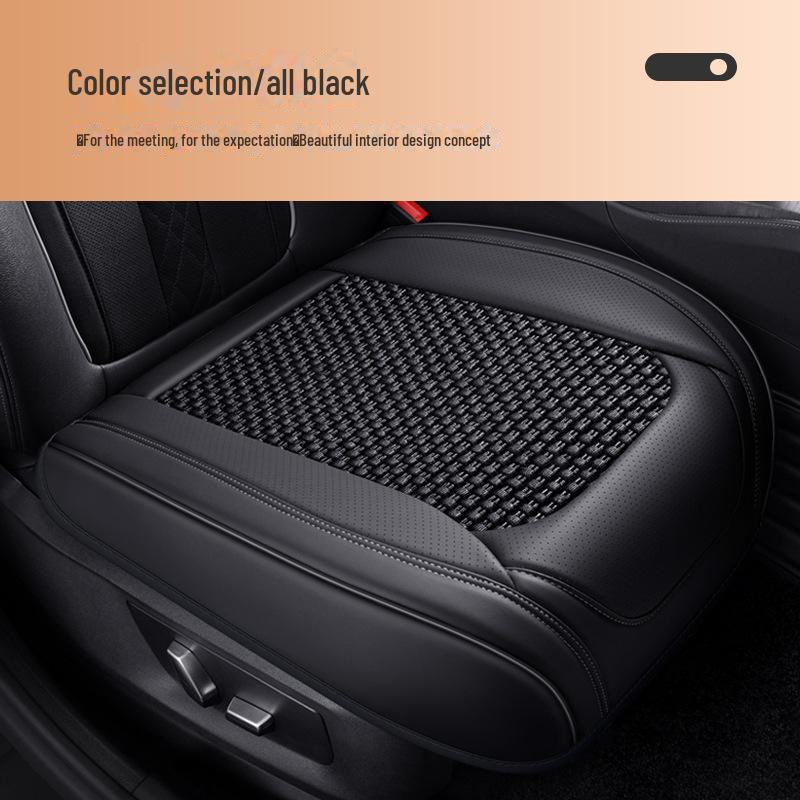Комплект всесезонных подушек на сиденье автомобиля для водителя, с кожаной обивкой и материалом Ice Silk для вентиляции и противоскользящими свойствами.
