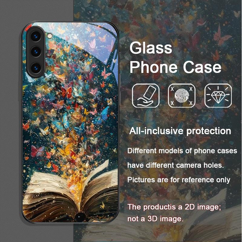 Красивая чехол-книга из закаленного стекла с принтом «Лесная бабочка» для Samsung Galaxy S25 Ultra S24 S23 Plus S22+ S21 S20FE