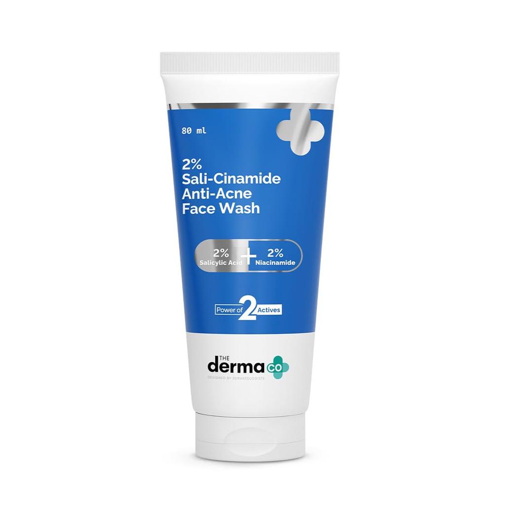 The Derma Co Sali-Cinamide Anti Acne Face Wash 80 ml For Oily Combination Skin With Salicylic Acid Niacinamide Care