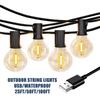 100/50/25ft USB LED Lights 5V 1W G40 Plastic Bulb Outdoor Waterproof Tent Fairy Patio Festoon String Light Wedding Decor