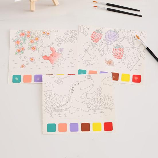 Раскраска акварелью для детей Малыши Карманная живопись без беспорядка Граффити Бумага Искусство Ремесла Набор для рисования с кисточками Краски для путешествий