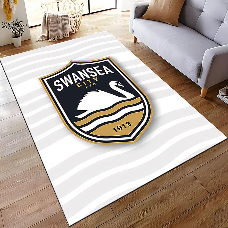 Swansea City AFC Emblem Rug suitable as a non-slip mat for the living room or bedroom sofa