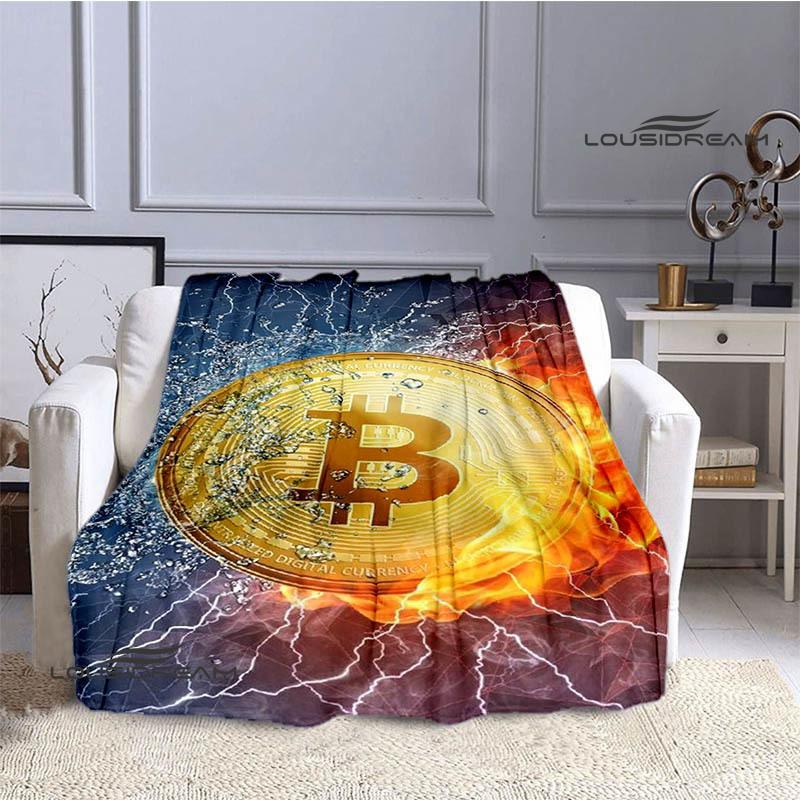 Bitcoin Fashion Printed Blanket Kids Warm Blanket Flannel Soft Cozy Blanket Sofa Bed Blanket Travel Blanket Birthday Gift