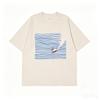 Artistic Blue Line Short Sleeve TShirt For Unisex And Unisex Summer Loose Puppy Surf Hand Painted Print Half Sleeve Top