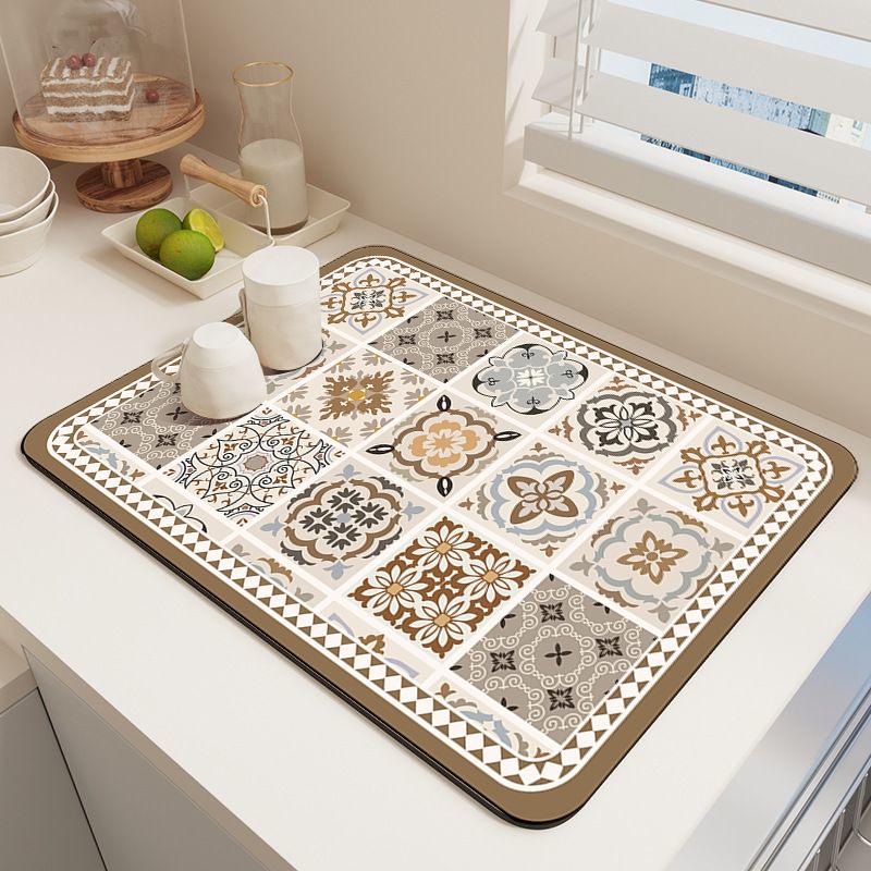 Mud Absorbent Quickly Dry Heat Resistant Non-Slip Tableware Pad Dish Drying Mat Placemat Coffee Mat CDN