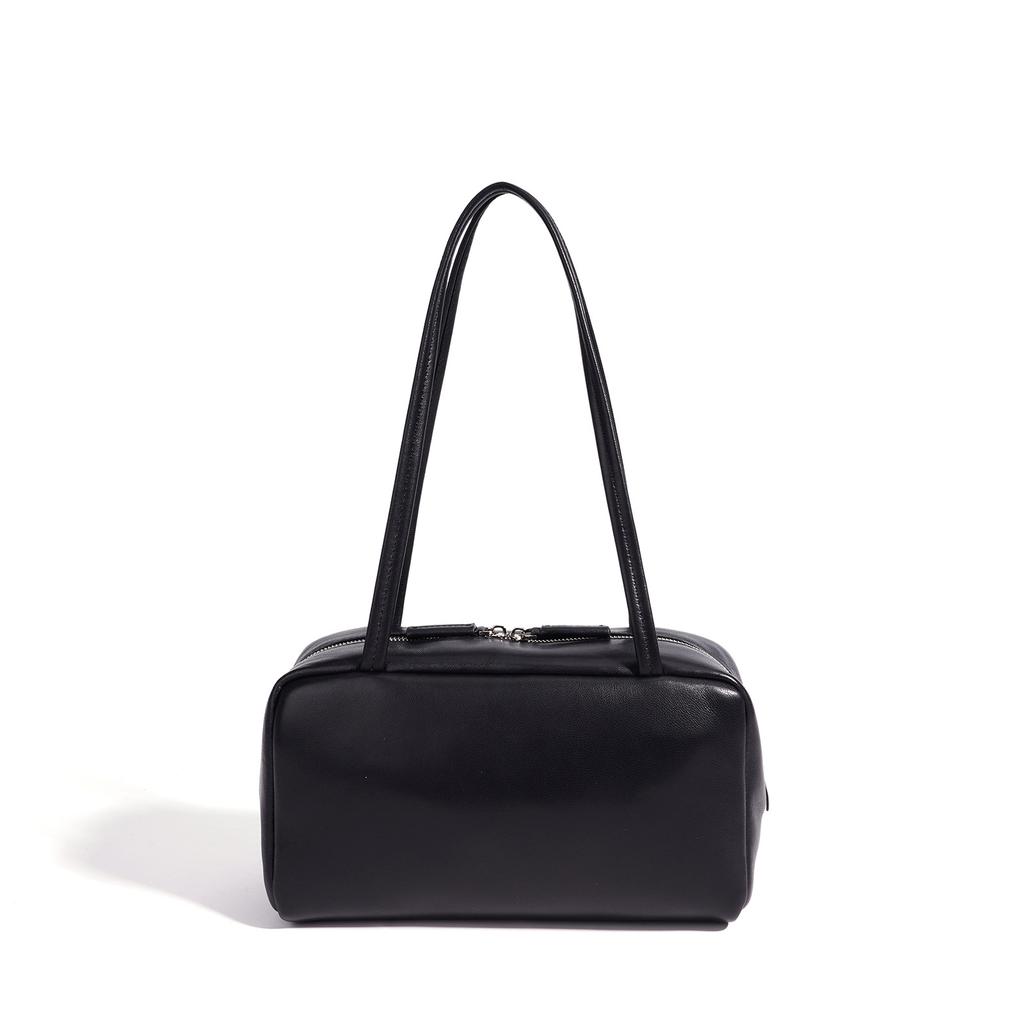 Leather shoulder briefcase large capacity fashion classic bowling bag premium sheepskin handbag bag
