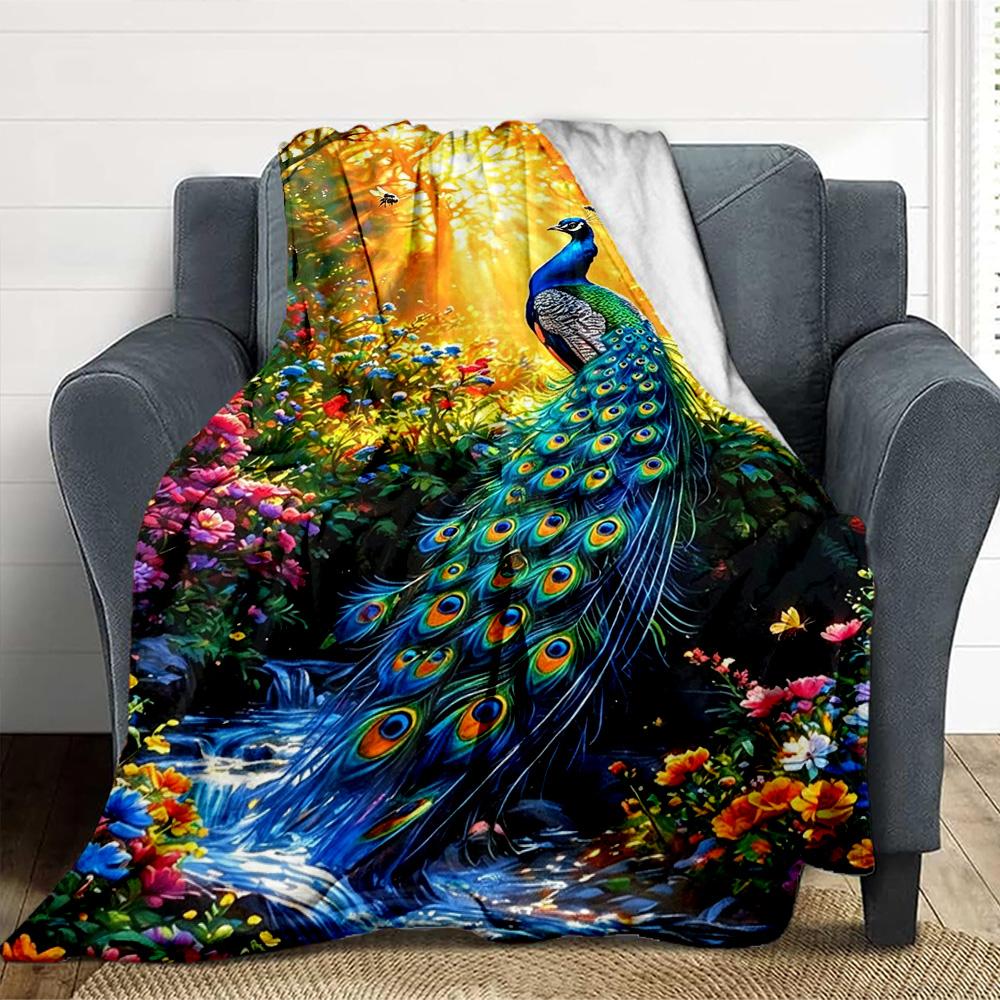 Peacock Garden Flannel Blanket Throw Blanket Soft Warm Sofa Bed Camping Car home Decor Unique Christmas Gift C9301947