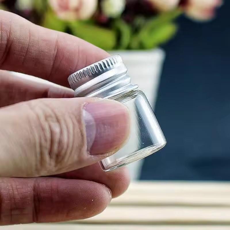 5ml/10ml/15ml/l/20ml/Glass Bottles with Aluminium Lids Small Mini Glass Jars Small Glass Bottles with