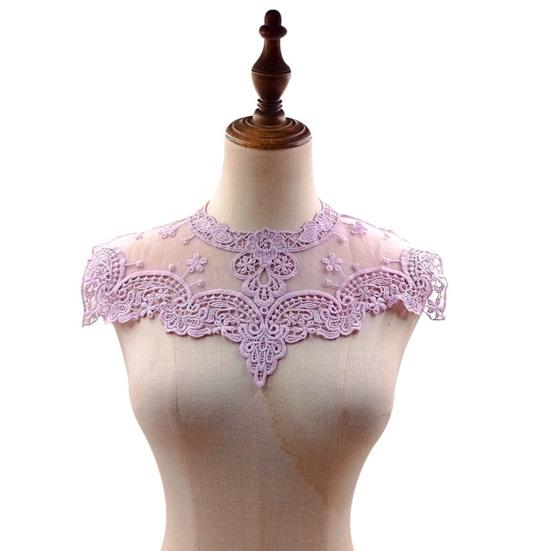 Lace Embroidered Fake Collar Hollow See-through Lace Flower Pattern False Collar Lace Embellished Clothing Accessory