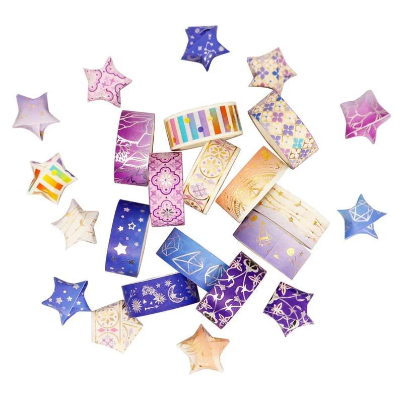 12 Rolls/set Constellation Series Laser Masking Tape Set Purple Star Gold Foil Paper Scrapbook DIY Student Stationery