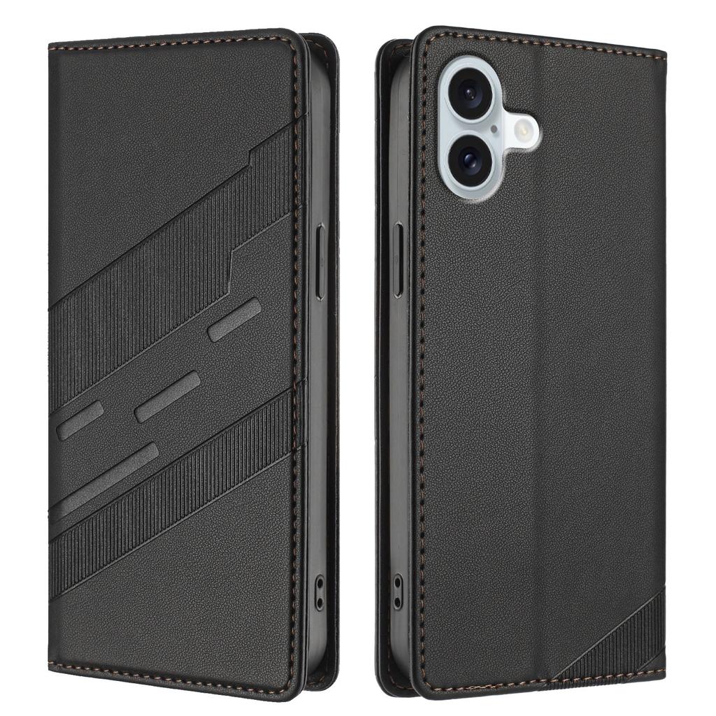 For iPhone 16 Plus Phone Cases Punk Style Imprinted Wallet Stand Leather Cover