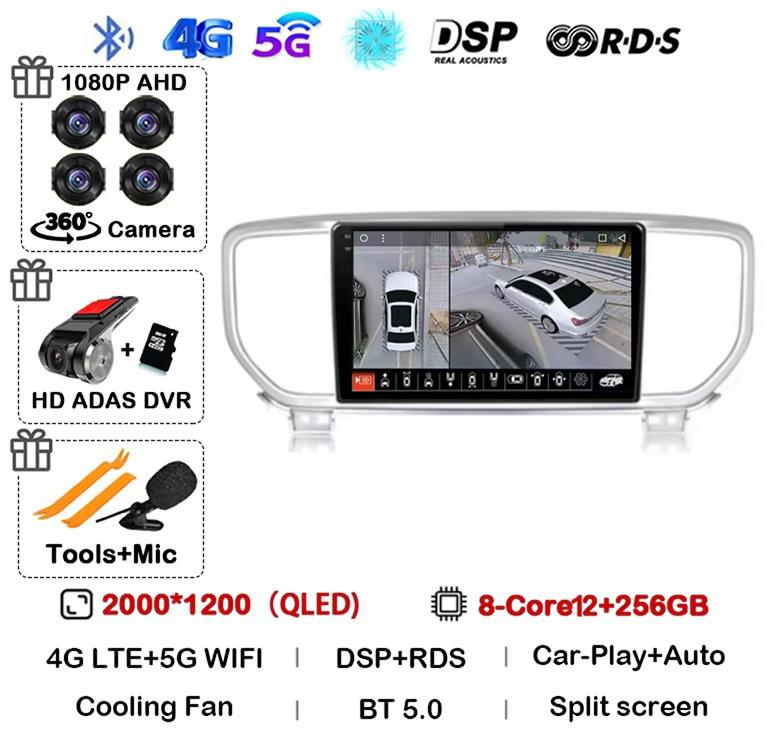 Android 13 Авто Carplay WIFI+4G Для Kia Sportage 4 QL 2018 2019 2020-2025 Автомагнитола Мультимедийный Видеоплеер Стерео 360 Камера BT