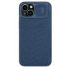 Nillkin Qin Cloth Pro Case for iPhone 14 Plus - Blue Flip Cover, Camera Protector & Phone Holster