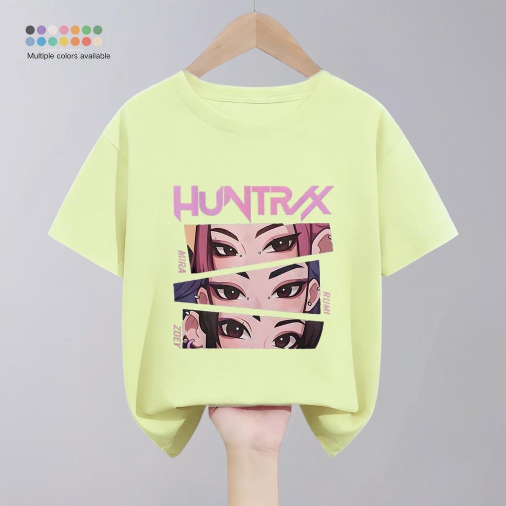 Летняя новая модная детская футболка с принтом мультяшной группы Hunter для девочек, короткий рукав, круглый вырез