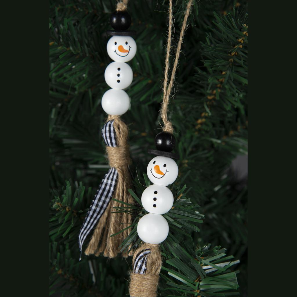5Pcs Christmas Snowman Wood Beads For Crafts Garland Party Decoration DIY Christmas Tree Decoration Bracelet Necklace Jewelry Making