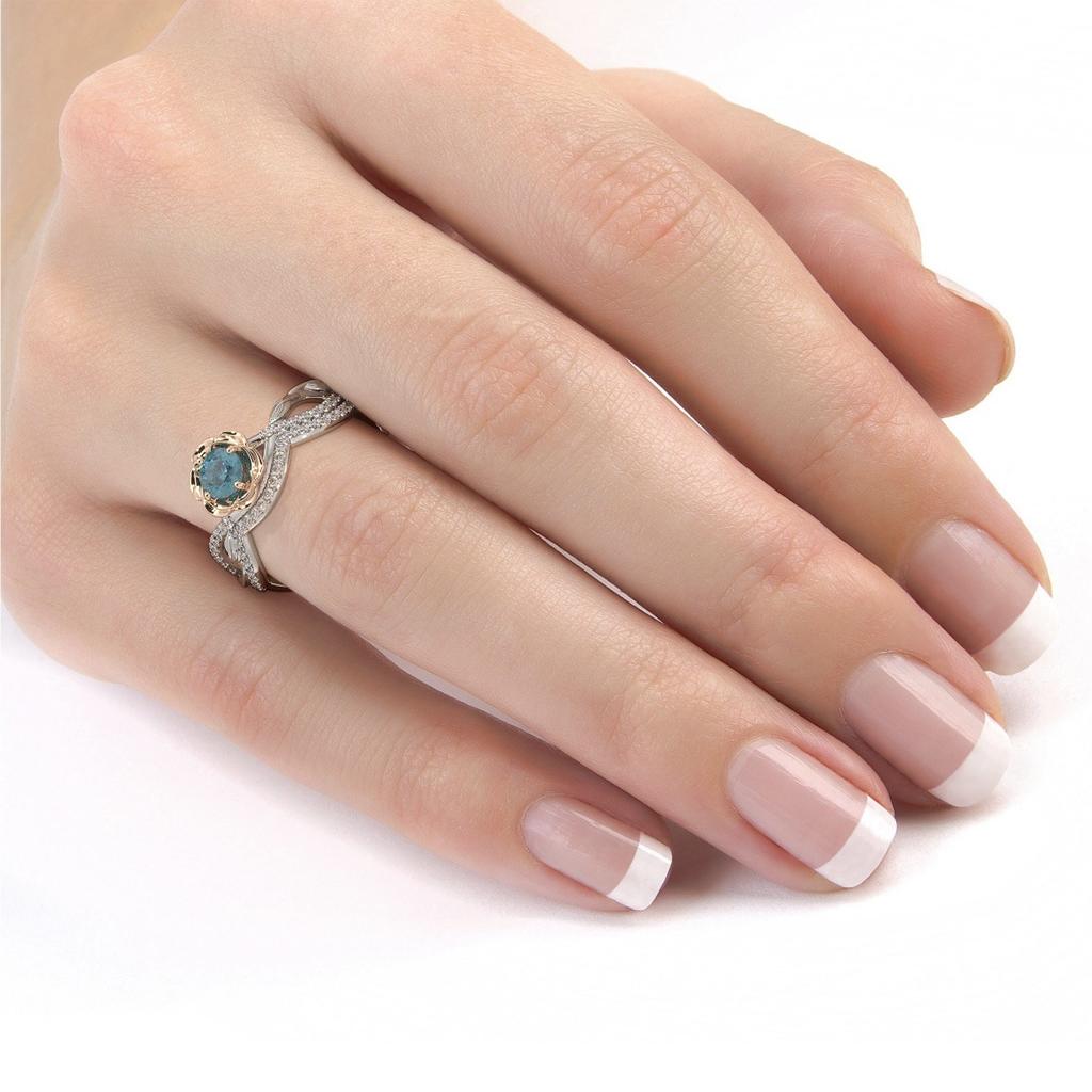 Женское двухцветное кольцо с цирконием в форме розы, креативные свадебные украшения для женщин