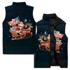 Men's Casual And Fashionable Sleeveless Vest, Solid-color Printed Cotton Jacket
