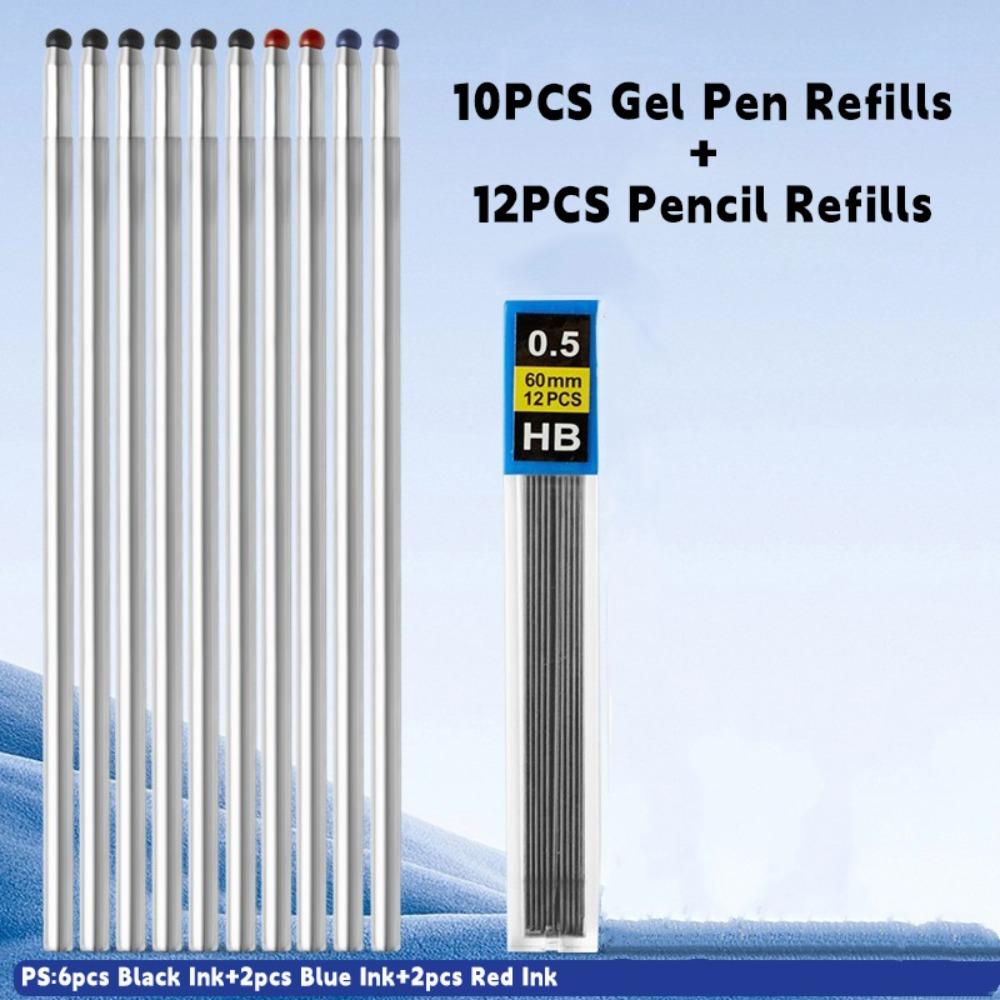 Metal Multifunction Pen 4-in-1 0.5mm Mechanical Pencil Simple 3 Color Ballpoint Pen  School Office