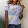 Футболка с 3D-принтом, женская одежда, полосатый принт, модный летний топ с коротким рукавом и круглым вырезом, повседневная свободная одежда, элегантная женская футболка