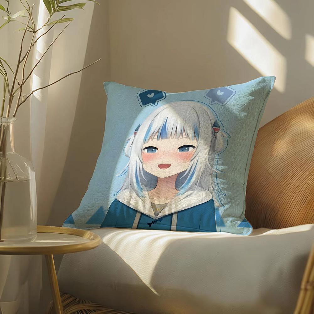 Kawaiianimehololivegawrgura Pillow Case Pillowcase, Double-Sided Printed, Sofa Cushion, Bedroom Headboard