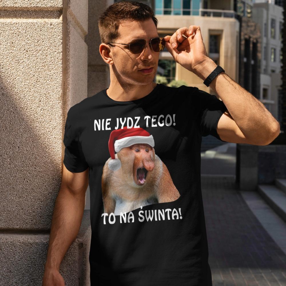 Koszulka Świąteczna z Nosaczem memy mem Śmieszna Nosacz Janusz Mikołaja XS