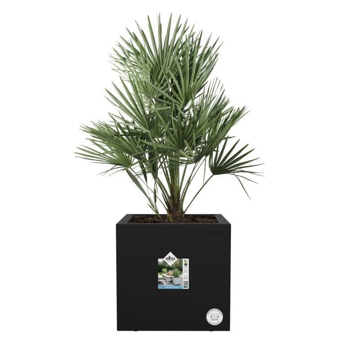 ELHO Bac a fleurs Vivo Next Square 40 - Ø 39 x H 38 cm - Intérieur,Extérieur - 100% recyclé - Noir
