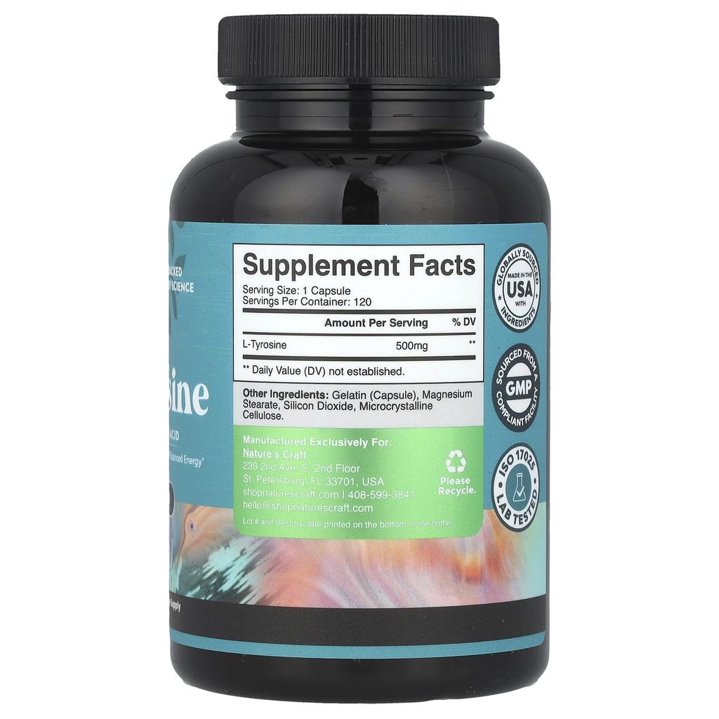 Nature'S Craft, L-Tyrosine, 500Mg, 120 Capsules