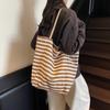Summer Striped Canvas Bag Women's New Double-sided Shoulder Underarm Tote Bag Korean Portable Shopping Bag