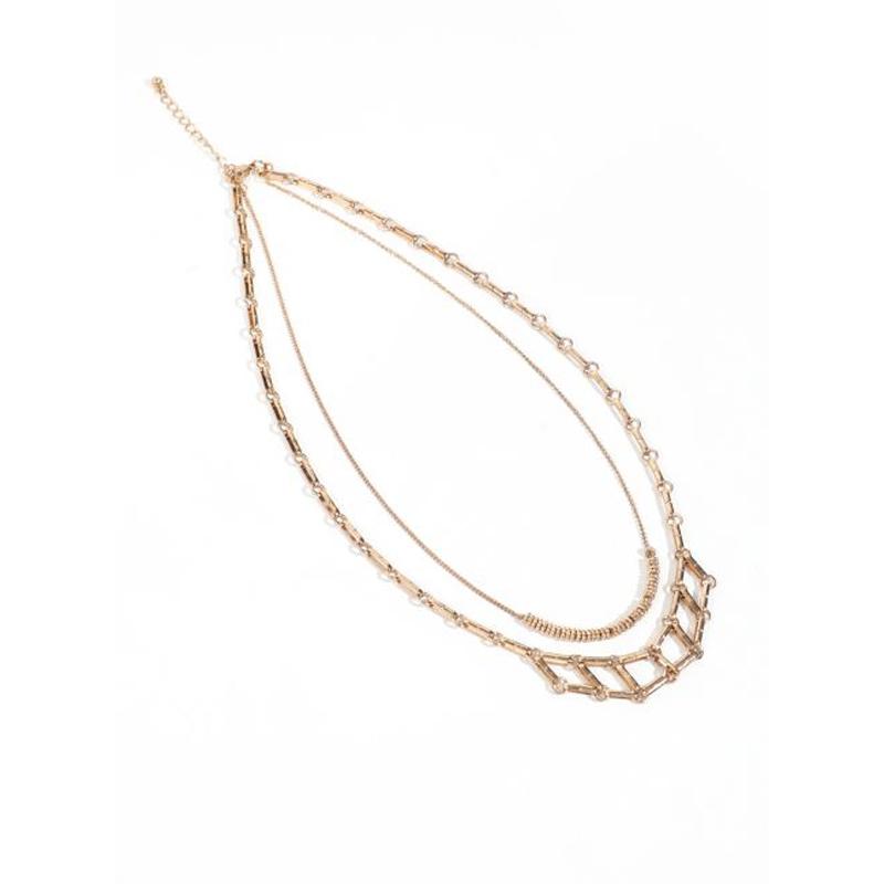 Женское золотое колье с подвеской в виде двойной цепи