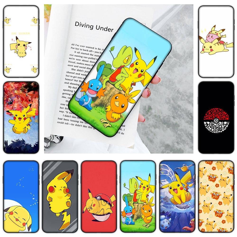 JP37 Pikachu Pokémon Black Soft Case for Xiaomi Poco X6 X4 M5 M6 F5 F6 C65 C55 C50 C51 C40 Pro Redmi 14C A3X 13C 12C 11T 10A 9C Note 7 6 8A Plus