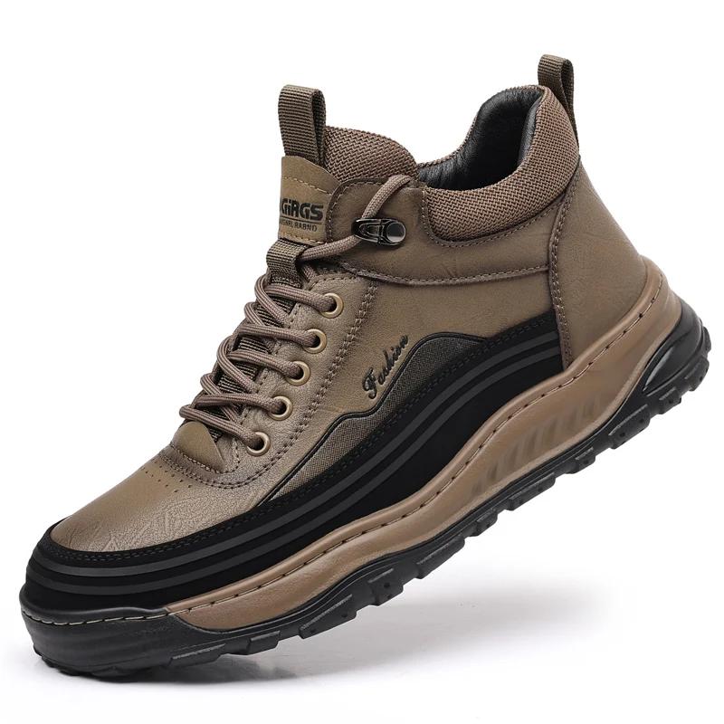 Модная итальянская мужская обувь 2024Новая классическая модная обувь из натуральной кожи Уличная удобная противоскользящая плоская дизайнерская обувь Ботинки на шнуровке Спортивная повседневная обувь