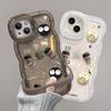 Печенье Кофе Куклы Подходит для Чехла для Мобильного Телефона Apple 15PRO 14 Прозрачный Противоударный 16 Невидимый Двойной Кронштейн 13/12 Женский