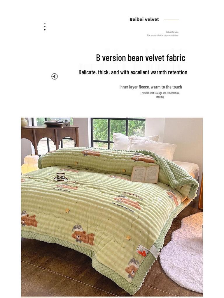 2025 Winter Imitation Rabbit Fur High-Weight Three-Layer Quilted Blanket