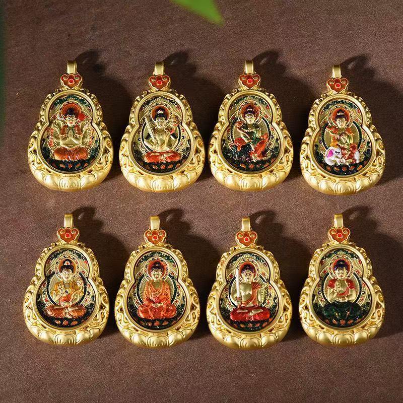 Любимый товар продавца: Бестселлер Мини Тханка Подвеска-тыква из титановой стали с материалом, сохраняющим цвет, Двусторонний дизайн защитника.