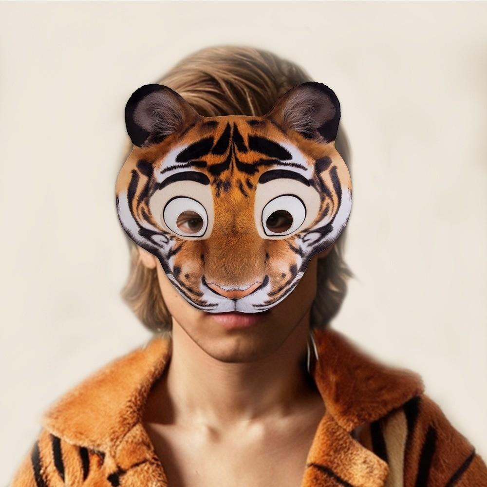 EVA Animal Mask Half Face Tiger Plush Mask Funny Halloween Mask Masquerade