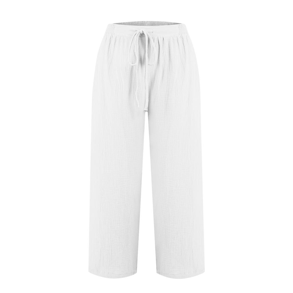 Women's Casual Pants Solid Color Drawstring Elastic Waist Pants With Pockets